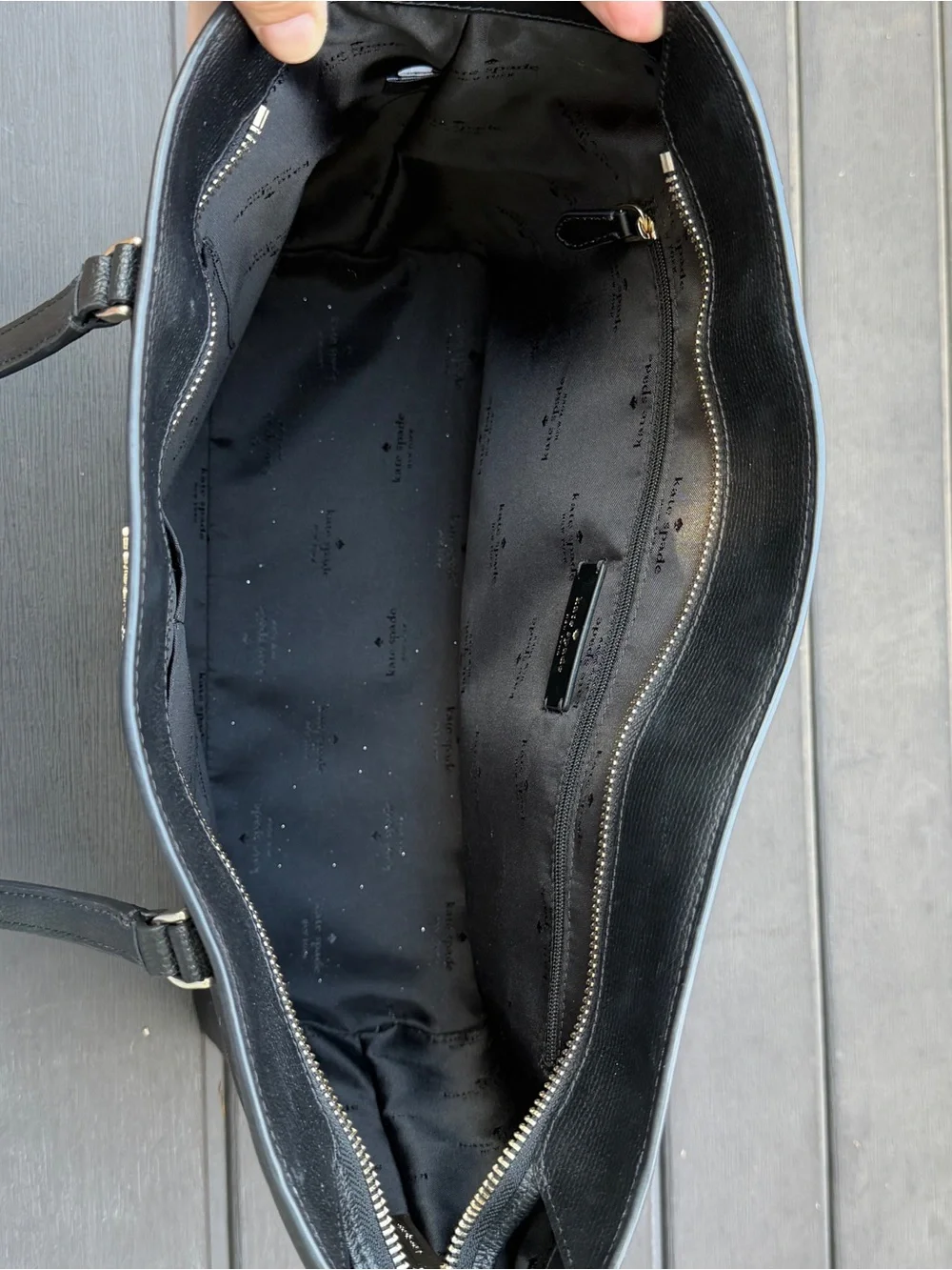 Kate Spade New York Perfect Large Tote Black Leather Zip Top Shoulder Bag EUC